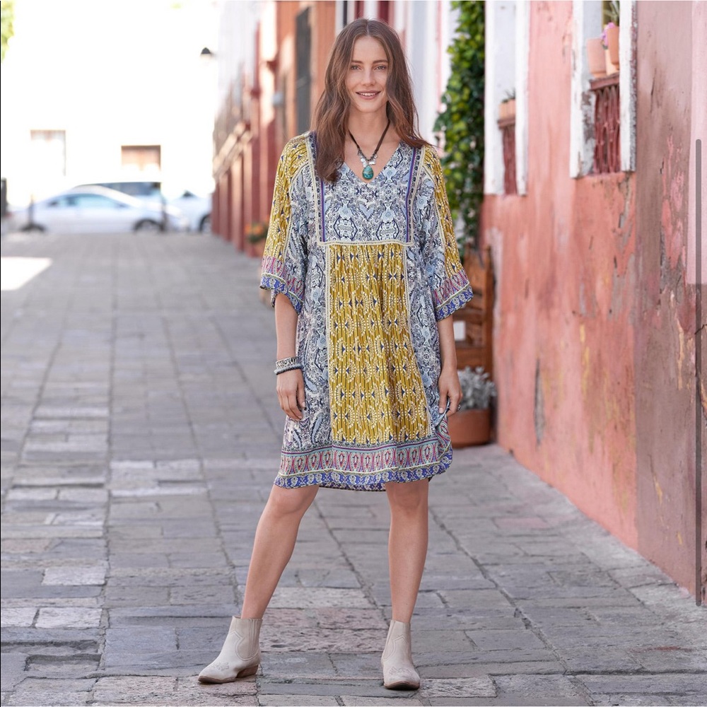SUNDANCE: Mixed Print Dress